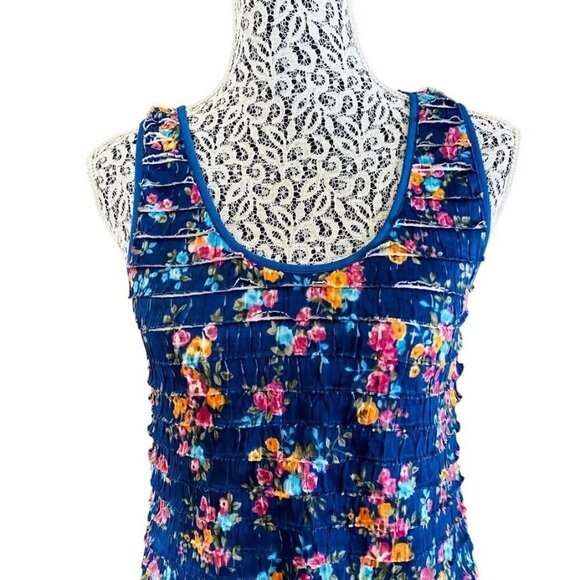 Free People Floral Layered Ruffle Sleeveless Dress Navy Size S/P - Picture 3 of 6